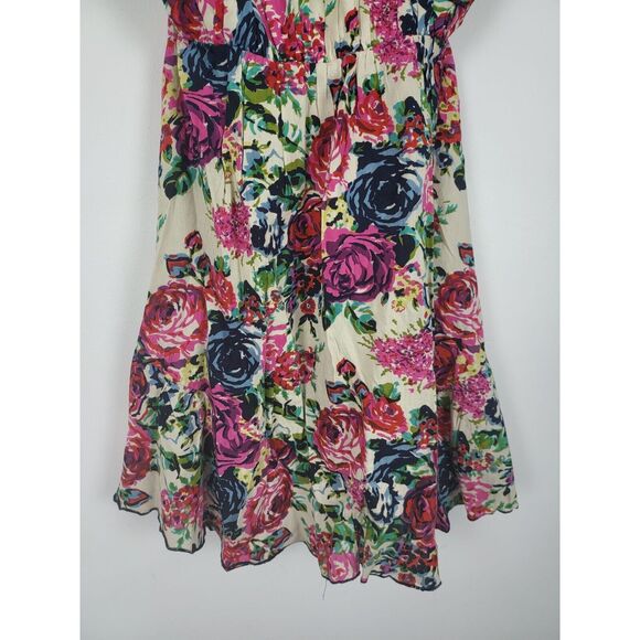 Fire Los Angelas Mini Dress S Womens Multicolor Floral Sleeveless Ruffled Midi - Picture 3 of 9